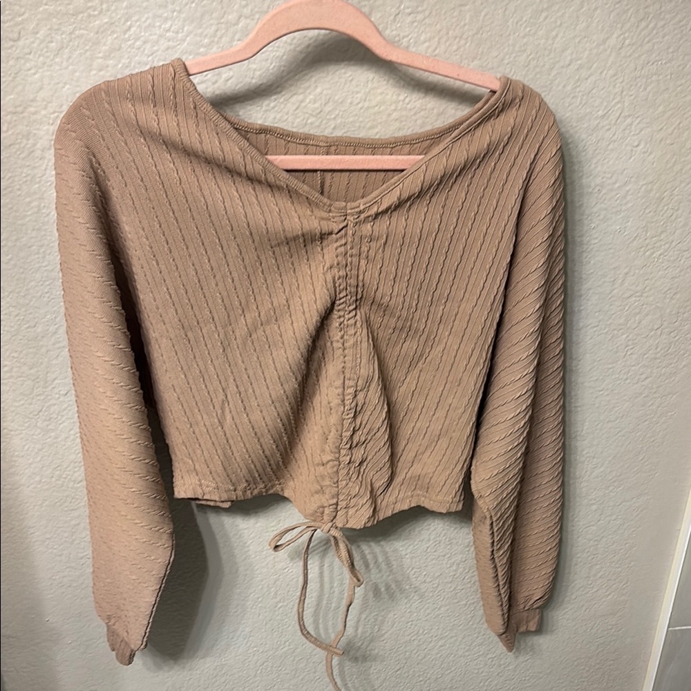 Women's Tan Ruched Top